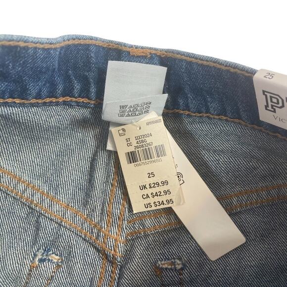 Pink Victoria Secret High Waisted Denim Shorts Size 25 - Picture 6 of 8